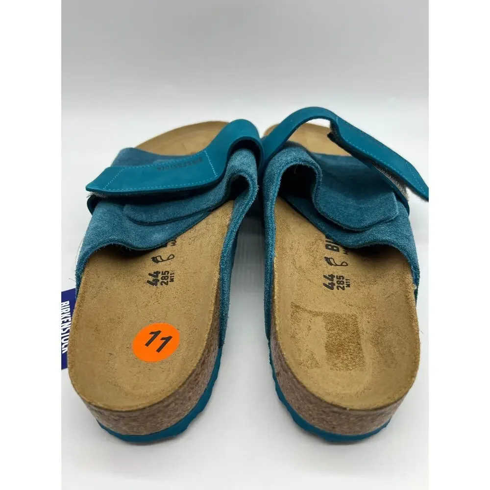 Birkenstock Kyoto Suede Leather Deep Turquoise Slides Men's Size 11/ EUR 44